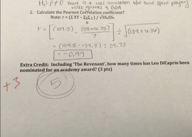 Fun extra credit question on an assessment